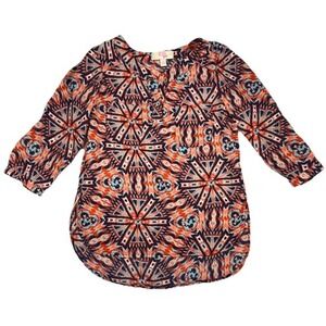 GB Girls Kids Tunic Top Size 4 Geometric Print 3/4 Sleeve